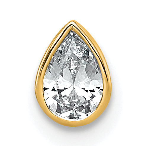 14k 1/3 carat Lab Grown Diamond VS+ F+ Pear Complete Bezel Set Solitaire Chain Slide Pendant