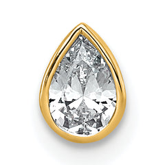 14k 1/3 carat Lab Grown Diamond VS+ F+ Pear Complete Bezel Set Solitaire Chain Slide Pendant
