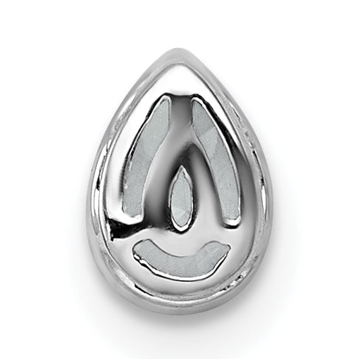 14k White Gold 3/8 carat Lab Grown Diamond VS+ F+ Pear Complete Bezel Set Solitaire Chain Slide Pendant