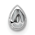 14k White Gold 3/8 carat Lab Grown Diamond VS+ F+ Pear Complete Bezel Set Solitaire Chain Slide Pendant