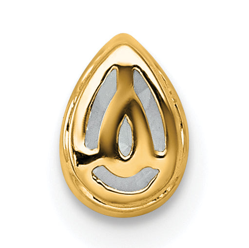 14k 3/8 carat Lab Grown Diamond VS+ F+ Pear Complete Bezel Set Solitaire Chain Slide Pendant