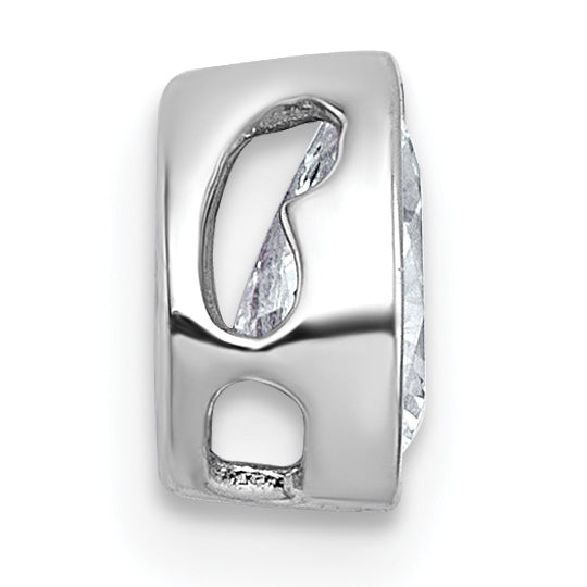 14k White Gold 1/2 carat Lab Grown Diamond VS+ F+ Pear Complete Bezel Set Solitaire Chain Slide Pendant Secondary image