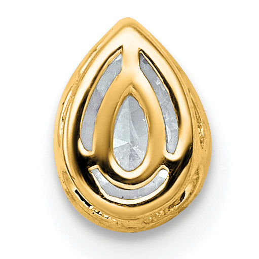 14k 1/2 carat Lab Grown Diamond VS+ F+ Pear Complete Bezel Set Solitaire Chain Slide Pendant