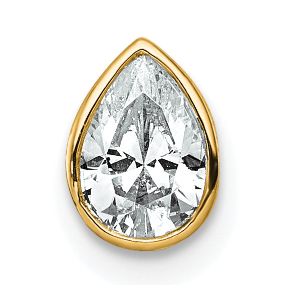 14k 1/2 carat Lab Grown Diamond VS+ F+ Pear Complete Bezel Set Solitaire Chain Slide Pendant