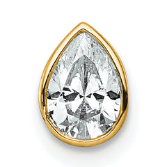 14k 1/2 carat Lab Grown Diamond VS+ F+ Pear Complete Bezel Set Solitaire Chain Slide Pendant