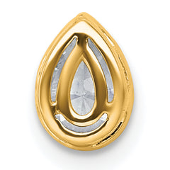 14k 5/8 carat Lab Grown Diamond VS+ F+ Pear Complete Bezel Set Solitaire Chain Slide Pendant