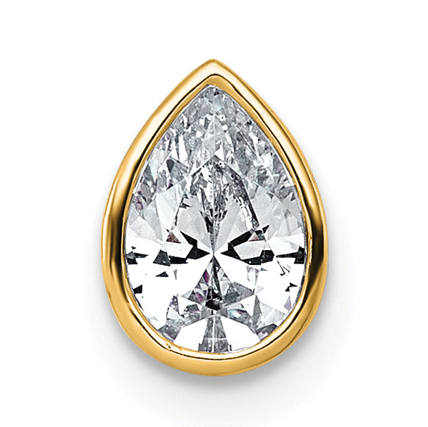 14ky 5/8ct Lab Grown Diamond VS+ F+ Pear Comp Bezel Chain Slide