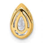 14k 3/4 carat Lab Grown Diamond VS+ F+ Pear Complete Bezel Set Solitaire Chain Slide Pendant
