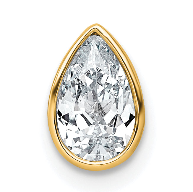 14ky 3/4ct Lab Grown Diamond VS+ F+ Pear Comp Bezel Chain Slide