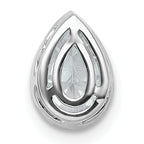 14k White Gold 1 carat Lab Grown Diamond VS+ F+ Pear Complete Bezel Set Solitaire Chain Slide Pendant