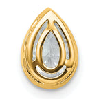 14k 1 carat Lab Grown Diamond VS+ F+ Pear Complete Bezel Set Solitaire Chain Slide Pendant