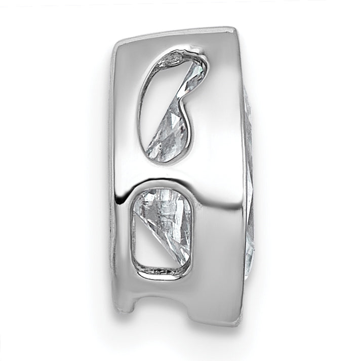 14k White Gold 1 1/2 carat Lab Grown Diamond VS+ F+ Pear Complete Bezel Set Solitaire Chain Slide Pendant
