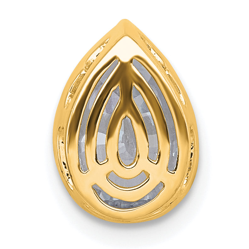 14k 2 carat Lab Grown Diamond VS+ F+ Pear Complete Bezel Set Solitaire Chain Slide Pendant