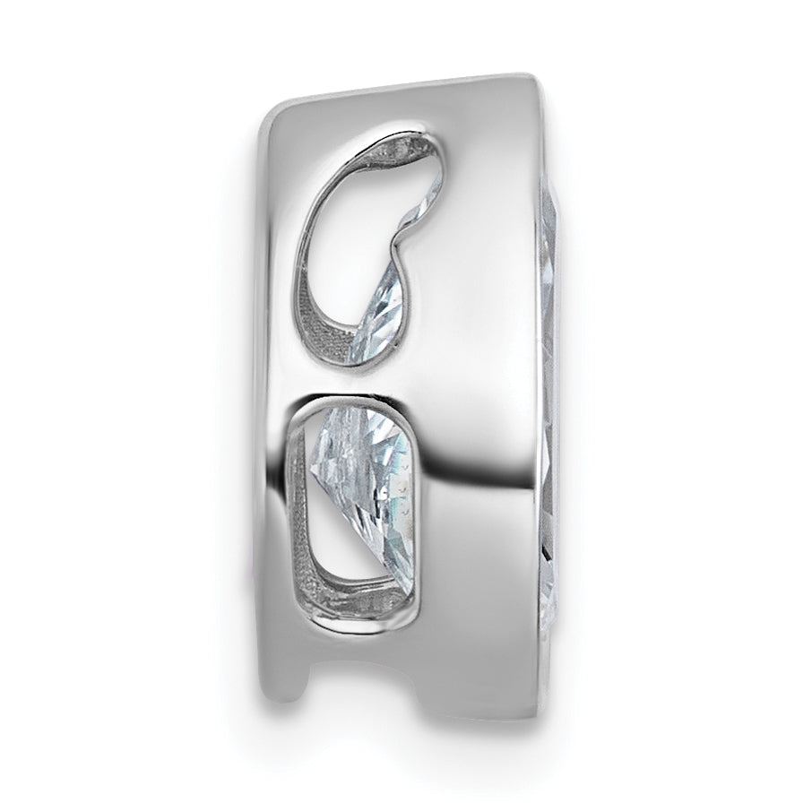 14k White Gold 2 1/2 carat Lab Grown Diamond VS+ F+ Pear Complete Bezel Set Solitaire Chain Slide Pendant