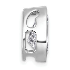 14k White Gold 3 carat Certified Lab Grown Diamond VS+ F+ Pear Complete Bezel Set Solitaire Chain Slide Pendant