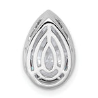 14k White Gold 3 carat Lab Grown Diamond VS+ F+ Pear Complete Bezel Set Solitaire Chain Slide Pendant