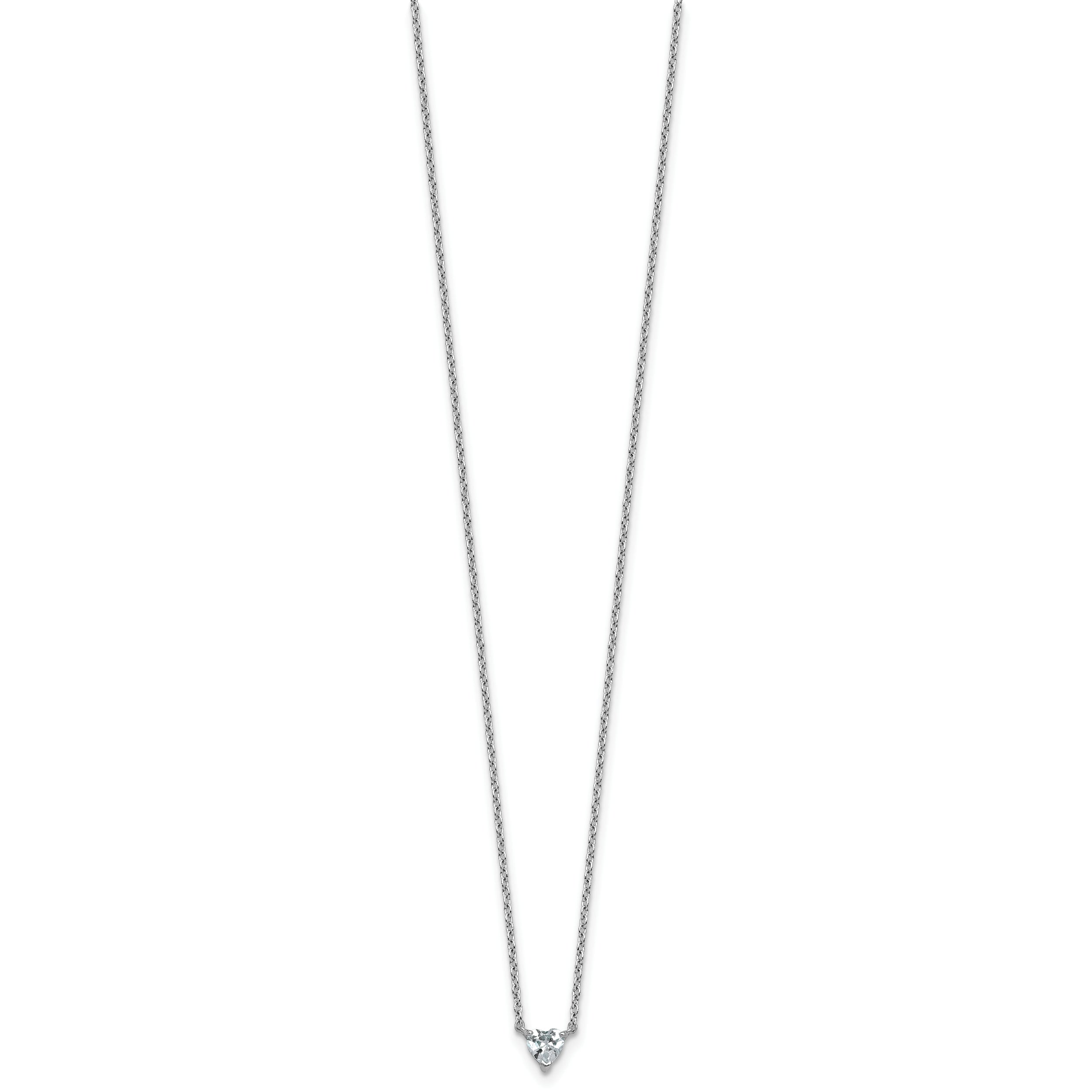 14k White Gold 1/4 carat Lab Grown Diamond VS+ F+ Heart Complete 18 inch Four Prong Pendant Necklace