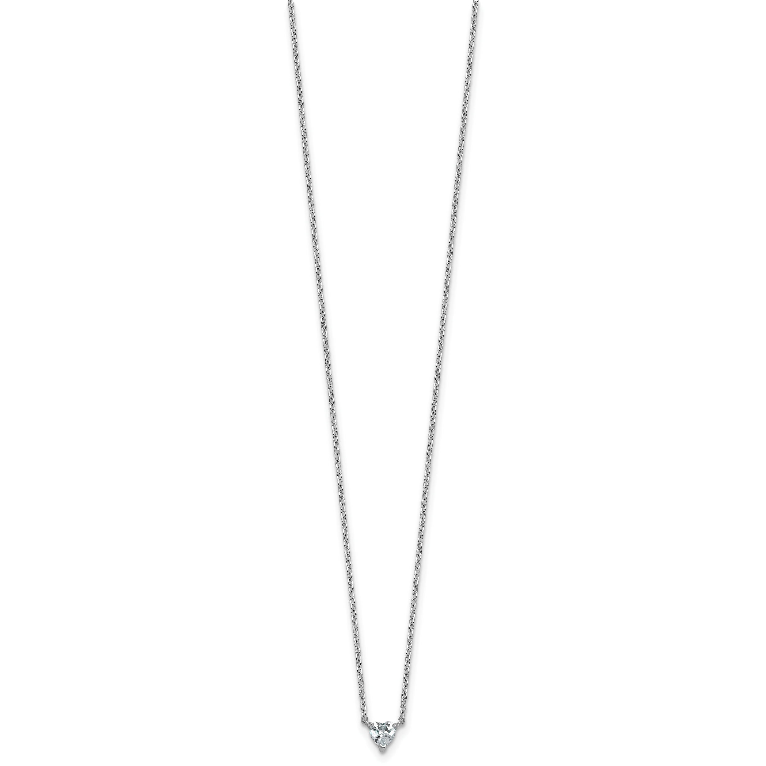 14k White Gold 1/4 carat Lab Grown Diamond VS+ F+ Heart Complete 18 inch Four Prong Pendant Necklace Secondary image