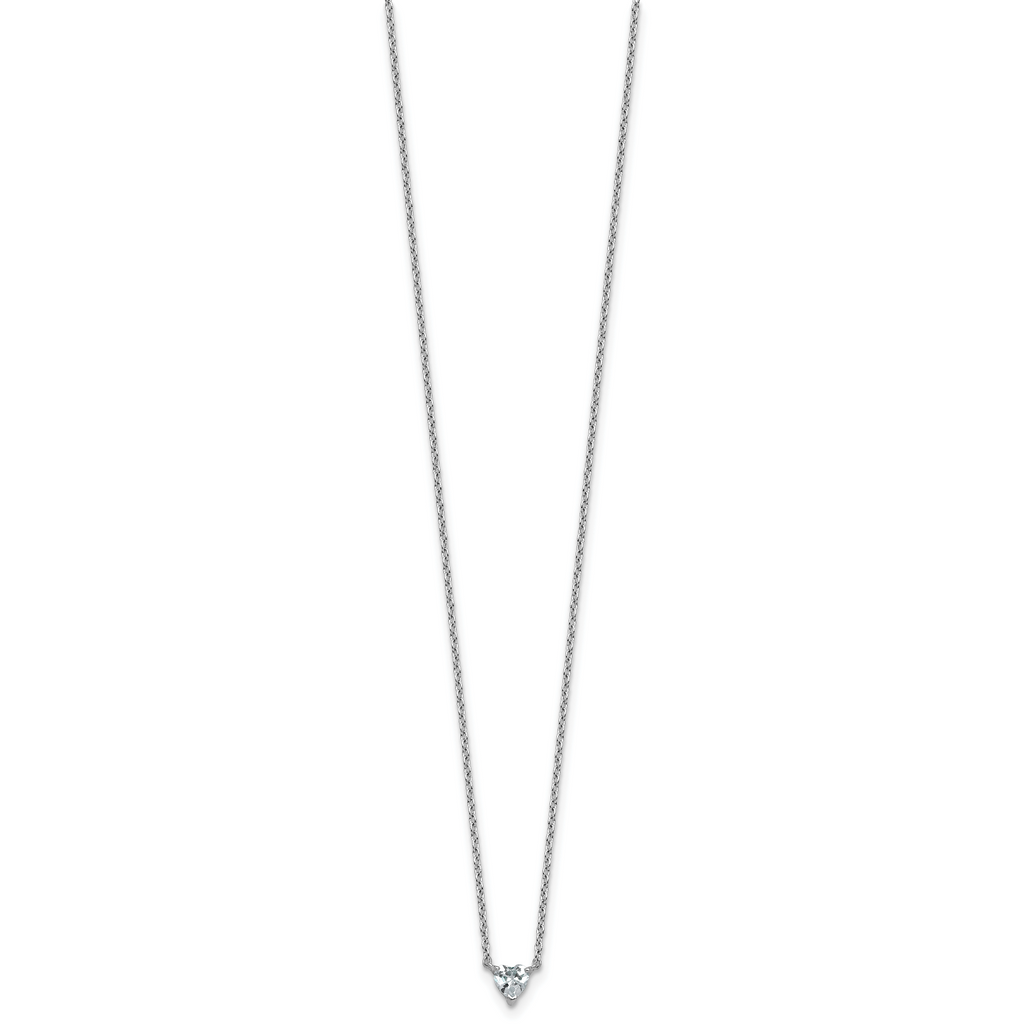 14k White Gold 1/4 carat Lab Grown Diamond VS+ F+ Heart Complete 18 inch Four Prong Pendant Necklace