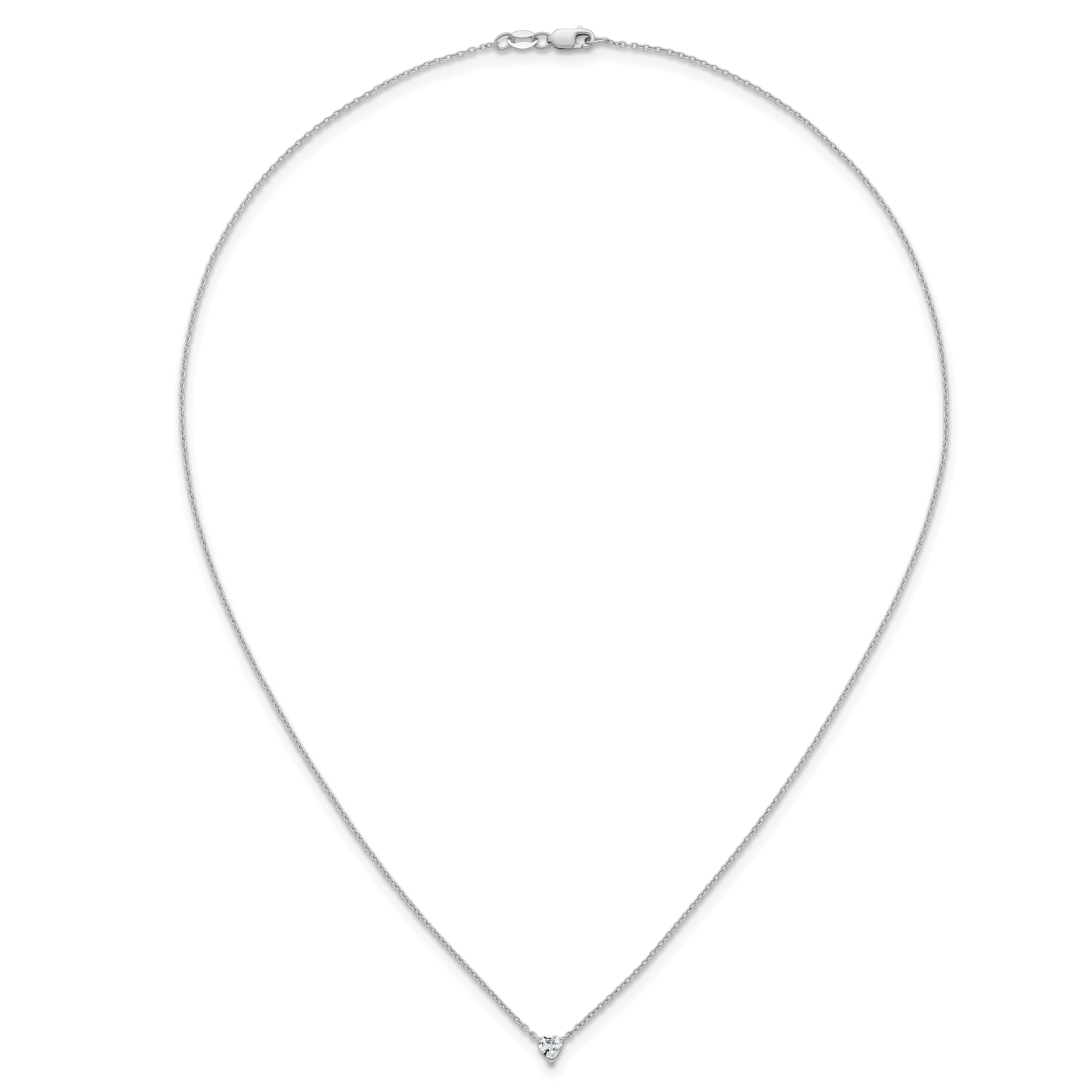 14k White Gold 1/4 carat Lab Grown Diamond VS+ F+ Heart Complete 18 inch Four Prong Pendant Necklace