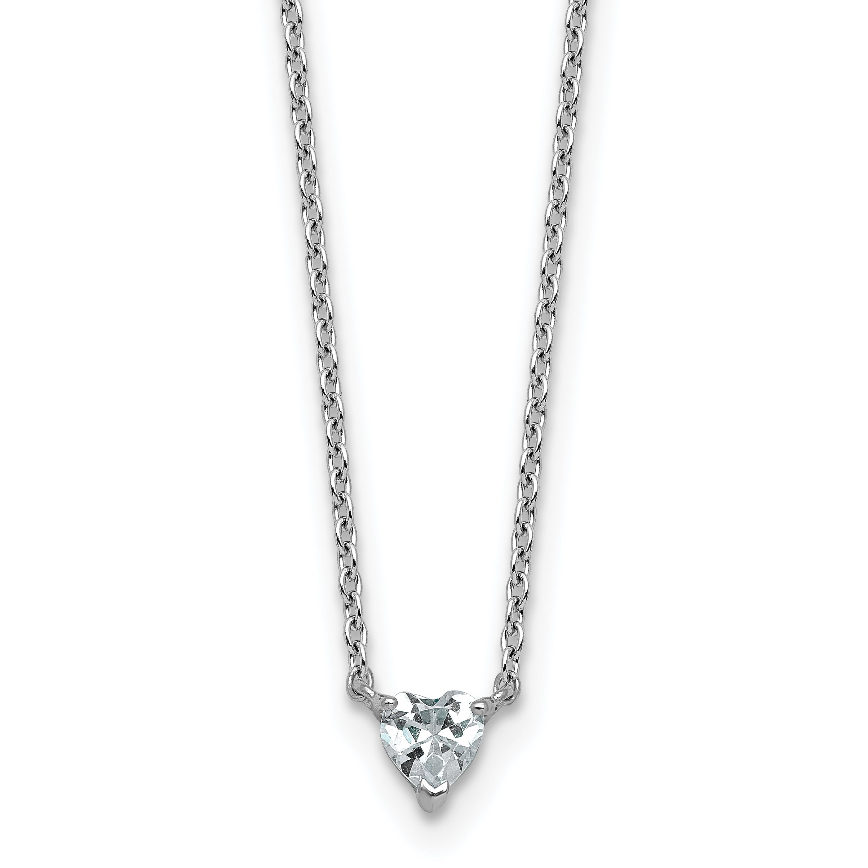 14k White Gold 1/4 carat Lab Grown Diamond VS+ F+ Heart Complete 18 inch Four Prong Pendant Necklace