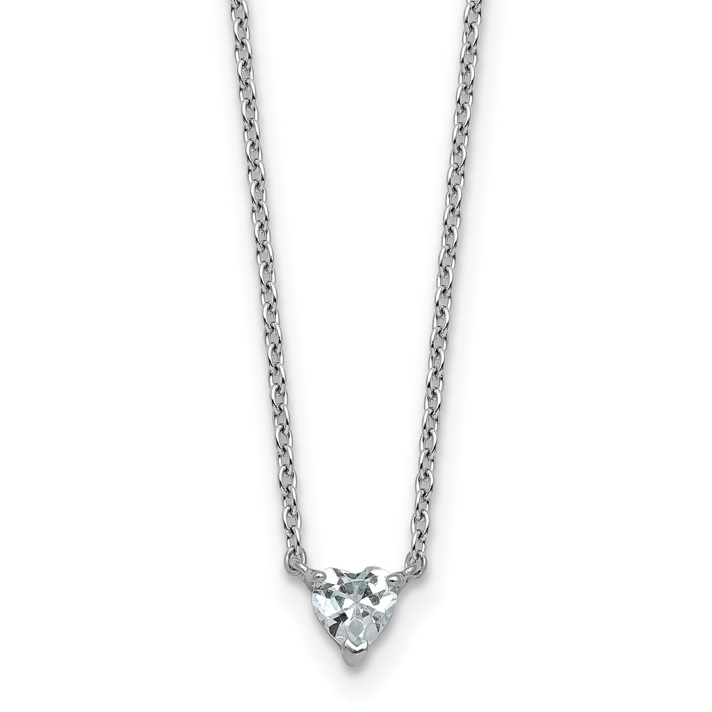 14k White Gold 1/4 carat Lab Grown Diamond VS+ F+ Heart Complete 18 inch Four Prong Pendant Necklace
