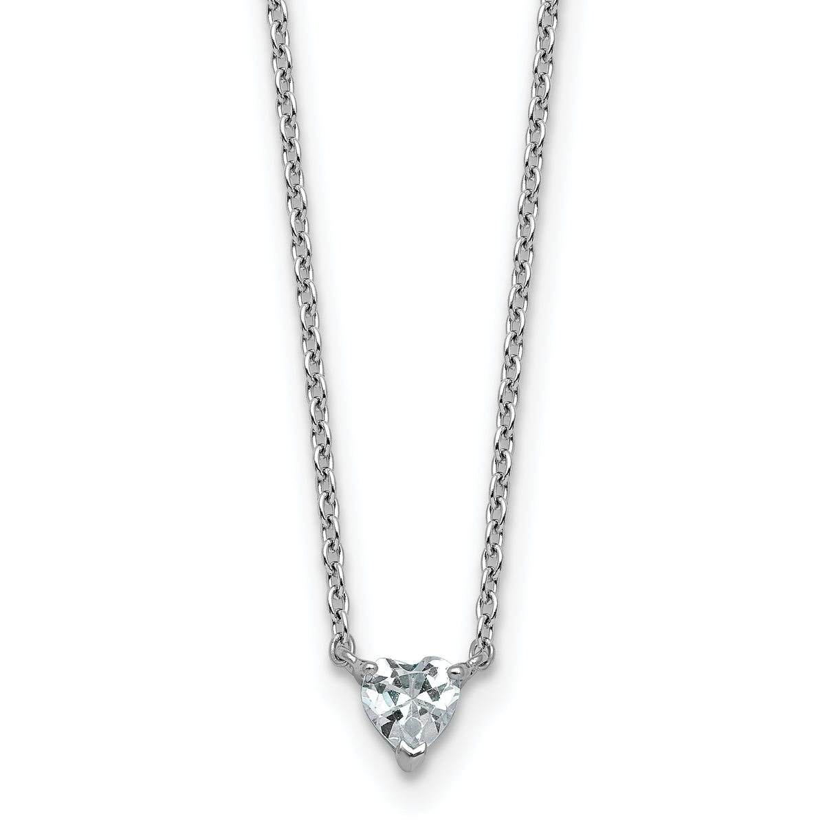 14k White Gold 1/4 carat Lab Grown Diamond VS+ F+ Heart Complete 18 inch Four Prong Pendant Necklace