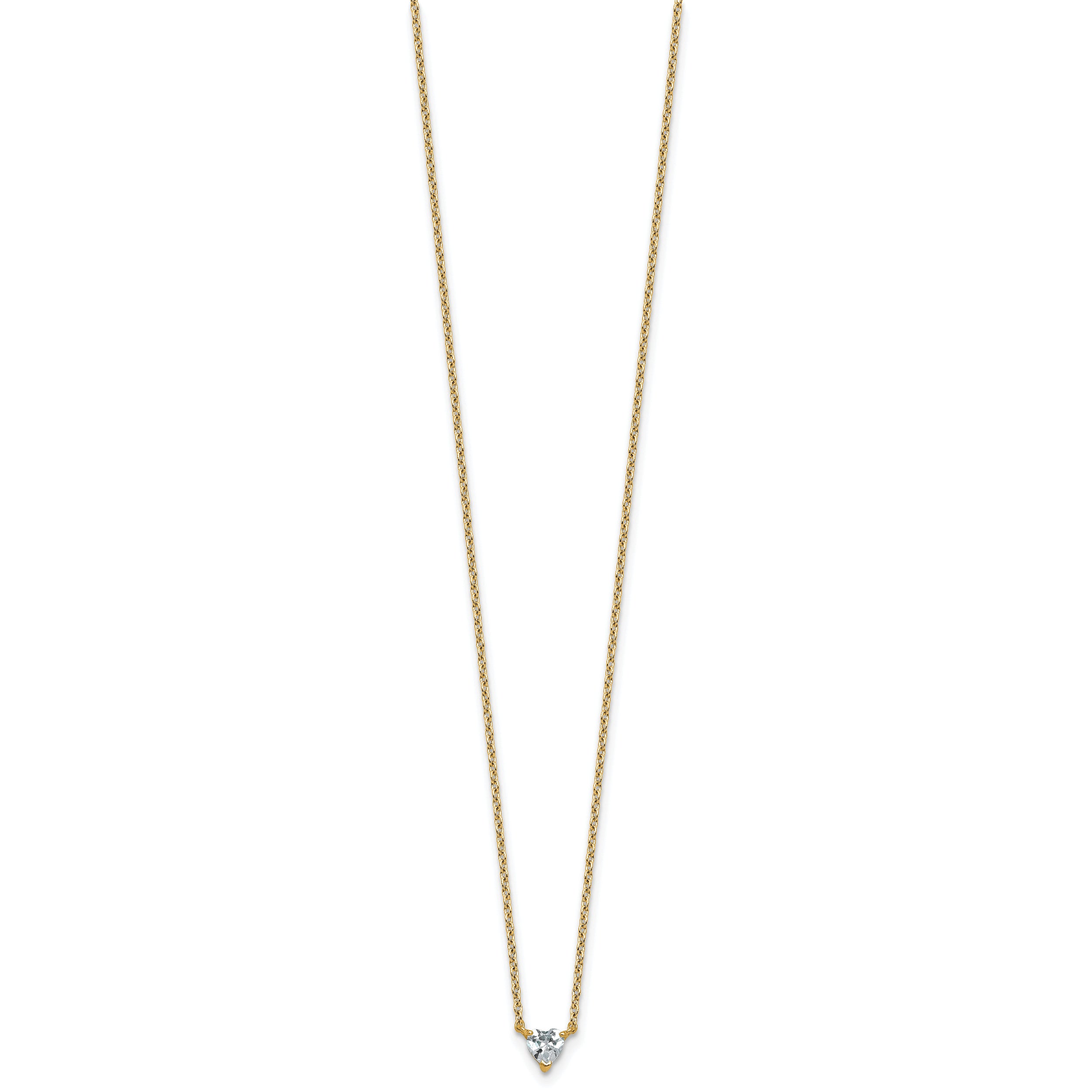 14k 1/4 carat Lab Grown Diamond VS+ F+ Heart Complete 18 inch Four Prong Pendant Necklace
