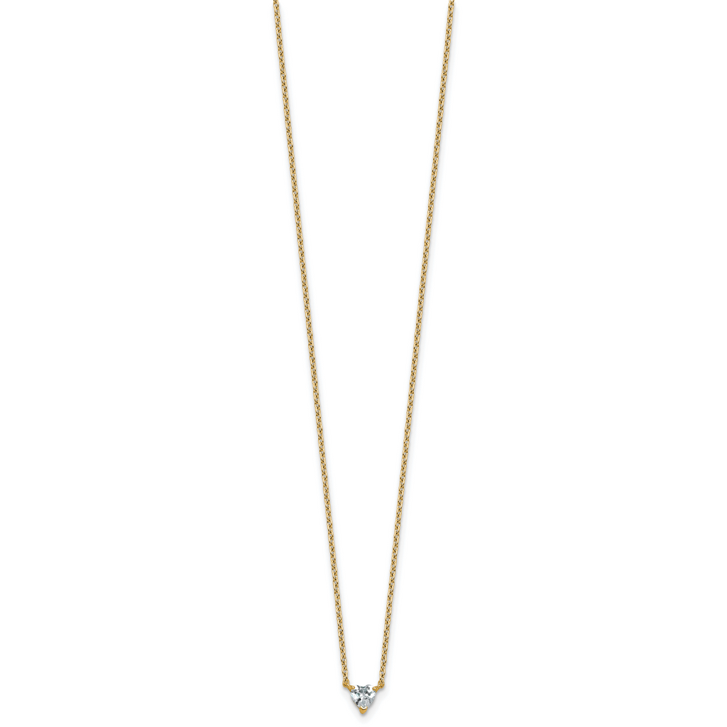 14k 1/4 carat Lab Grown Diamond VS+ F+ Heart Complete 18 inch Four Prong Pendant Necklace