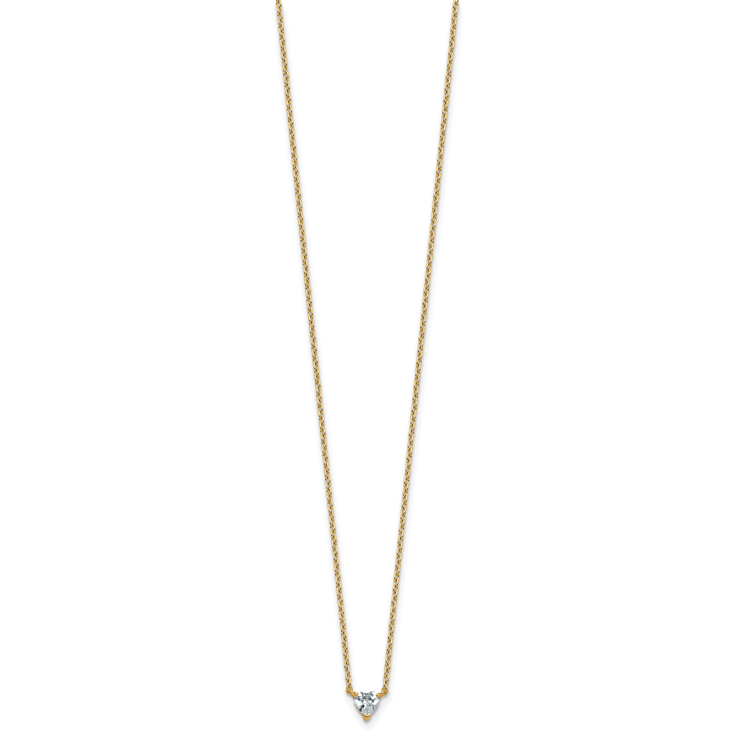 14k 1/4 carat Lab Grown Diamond VS+ F+ Heart Complete 18 inch Four Prong Pendant Necklace