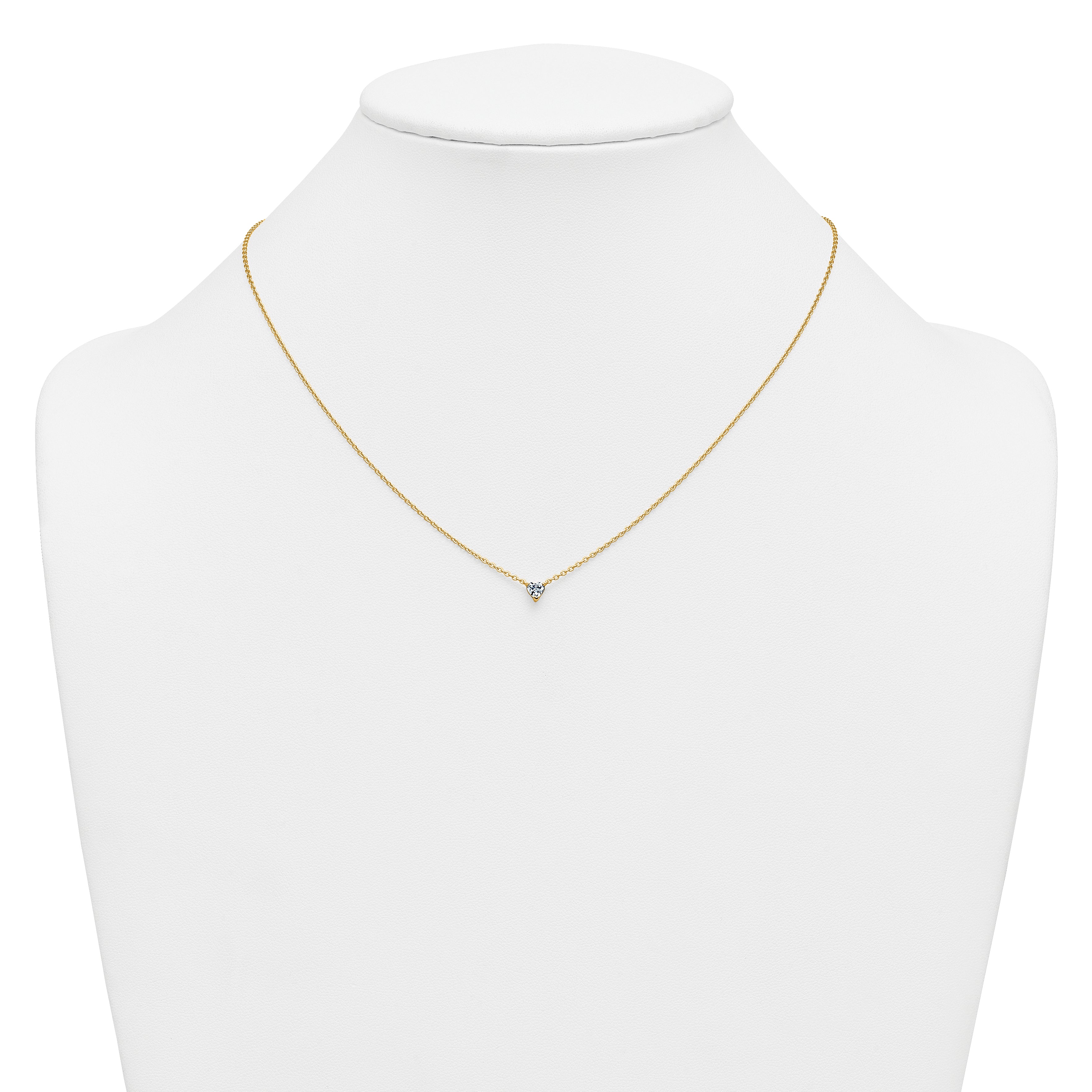 14k 1/4 carat Lab Grown Diamond VS+ F+ Heart Complete 18 inch Four Prong Pendant Necklace