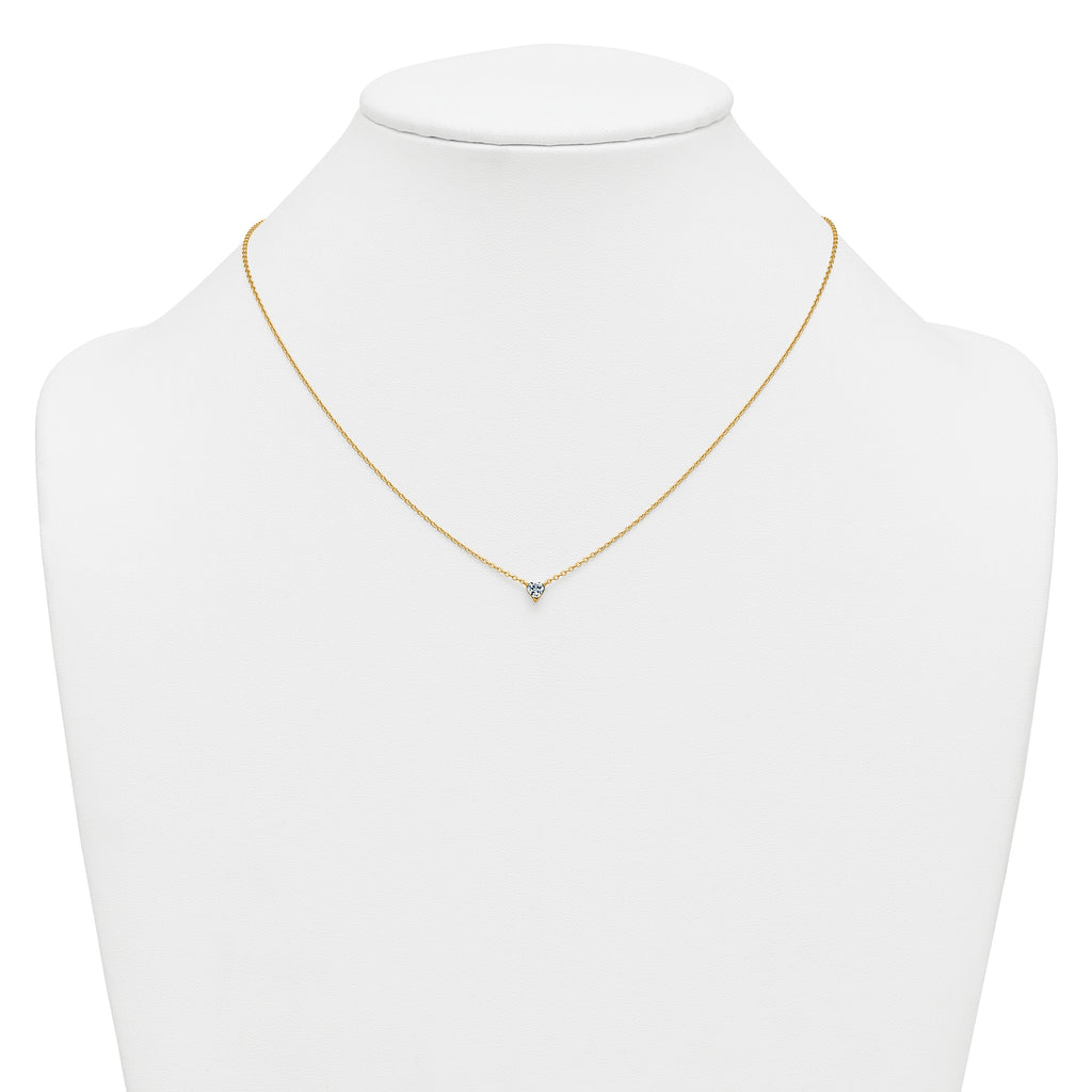 14k 1/4 carat Lab Grown Diamond VS+ F+ Heart Complete 18 inch Four Prong Pendant Necklace