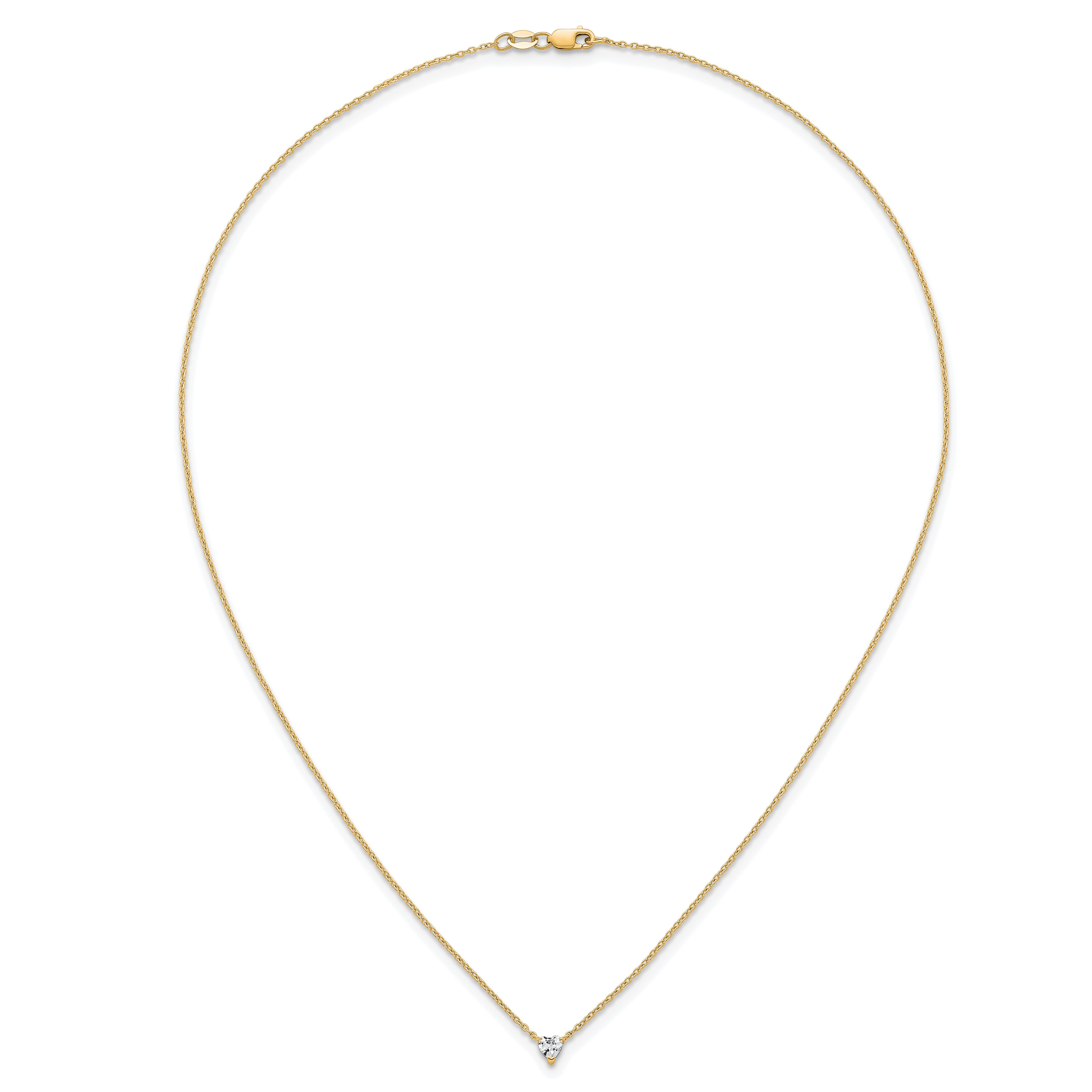14k 1/4 carat Lab Grown Diamond VS+ F+ Heart Complete 18 inch Four Prong Pendant Necklace