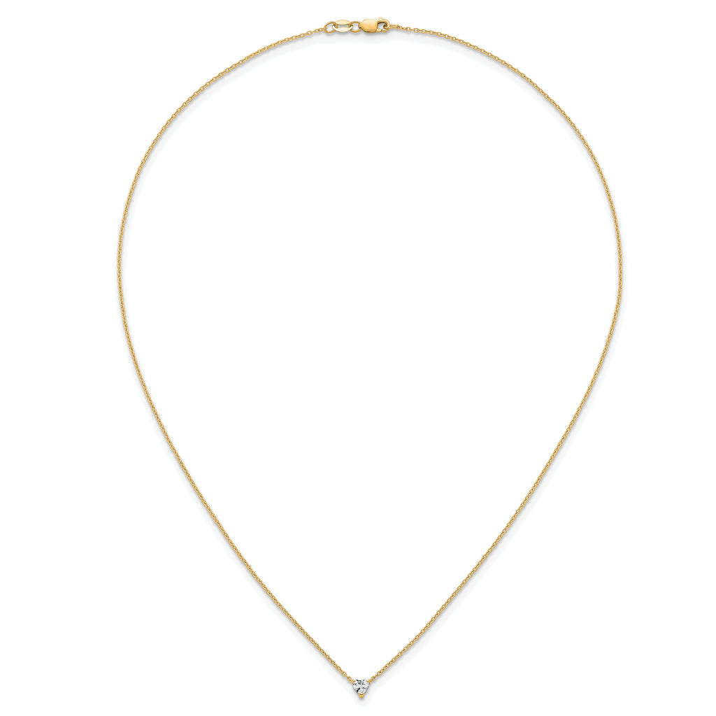 14k 1/4 carat Lab Grown Diamond VS+ F+ Heart Complete 18 inch Four Prong Pendant Necklace