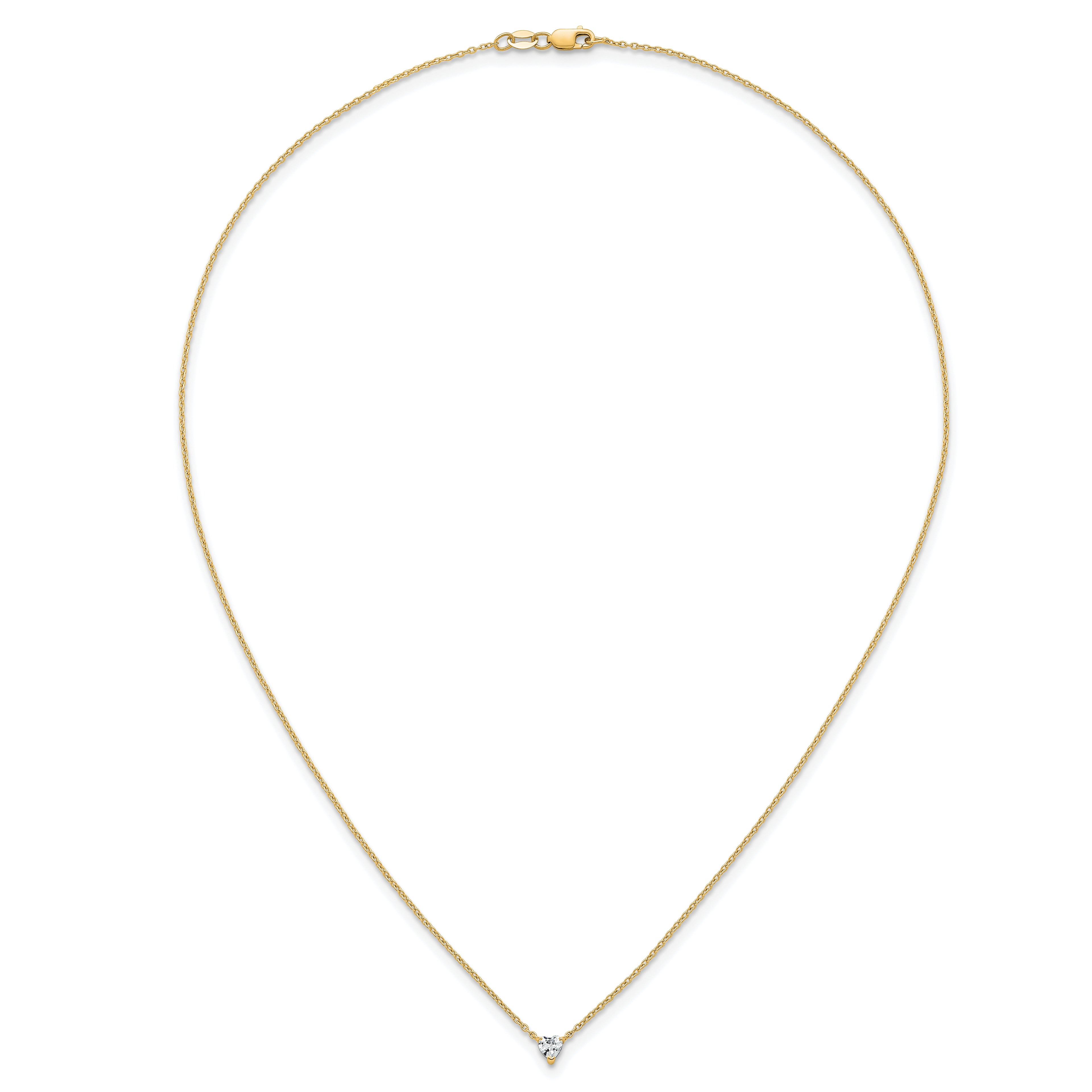 14k 1/4 carat Lab Grown Diamond VS+ F+ Heart Complete 18 inch Four Prong Pendant Necklace