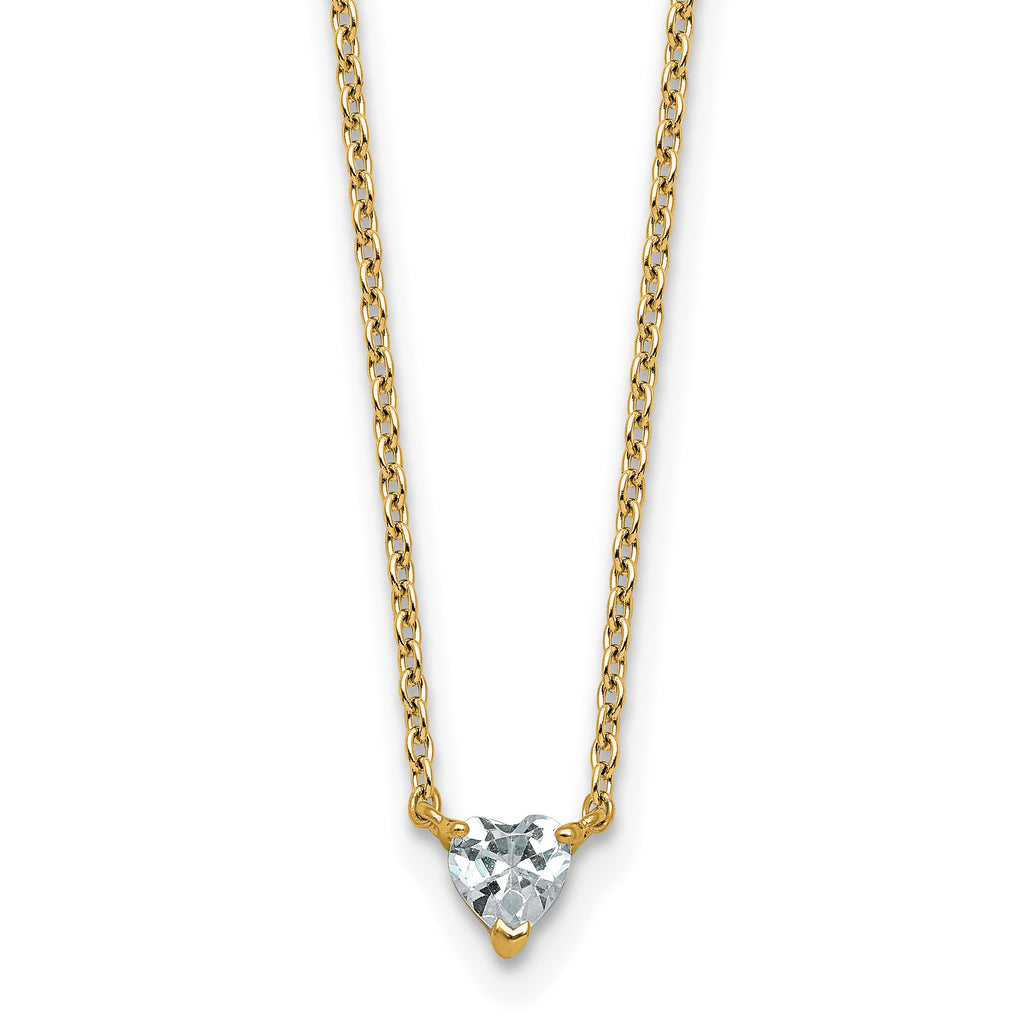 14k 1/4 carat Lab Grown Diamond VS+ F+ Heart Complete 18 inch Four Prong Pendant Necklace