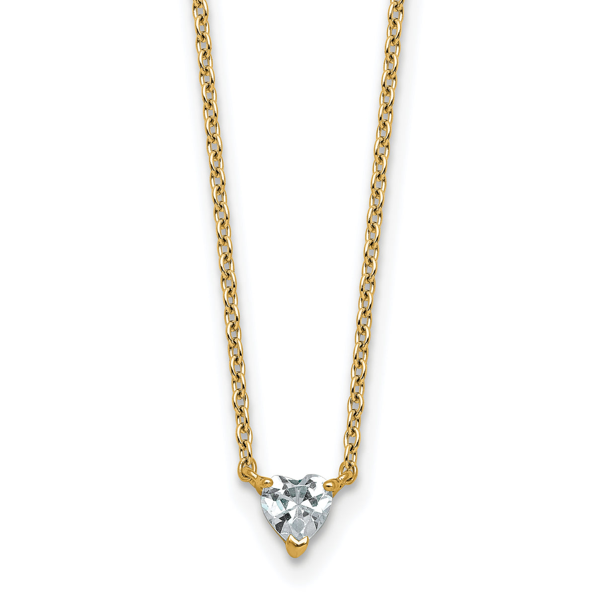 14k 1/4 carat Lab Grown Diamond VS+ F+ Heart Complete 18 inch Four Prong Pendant Necklace
