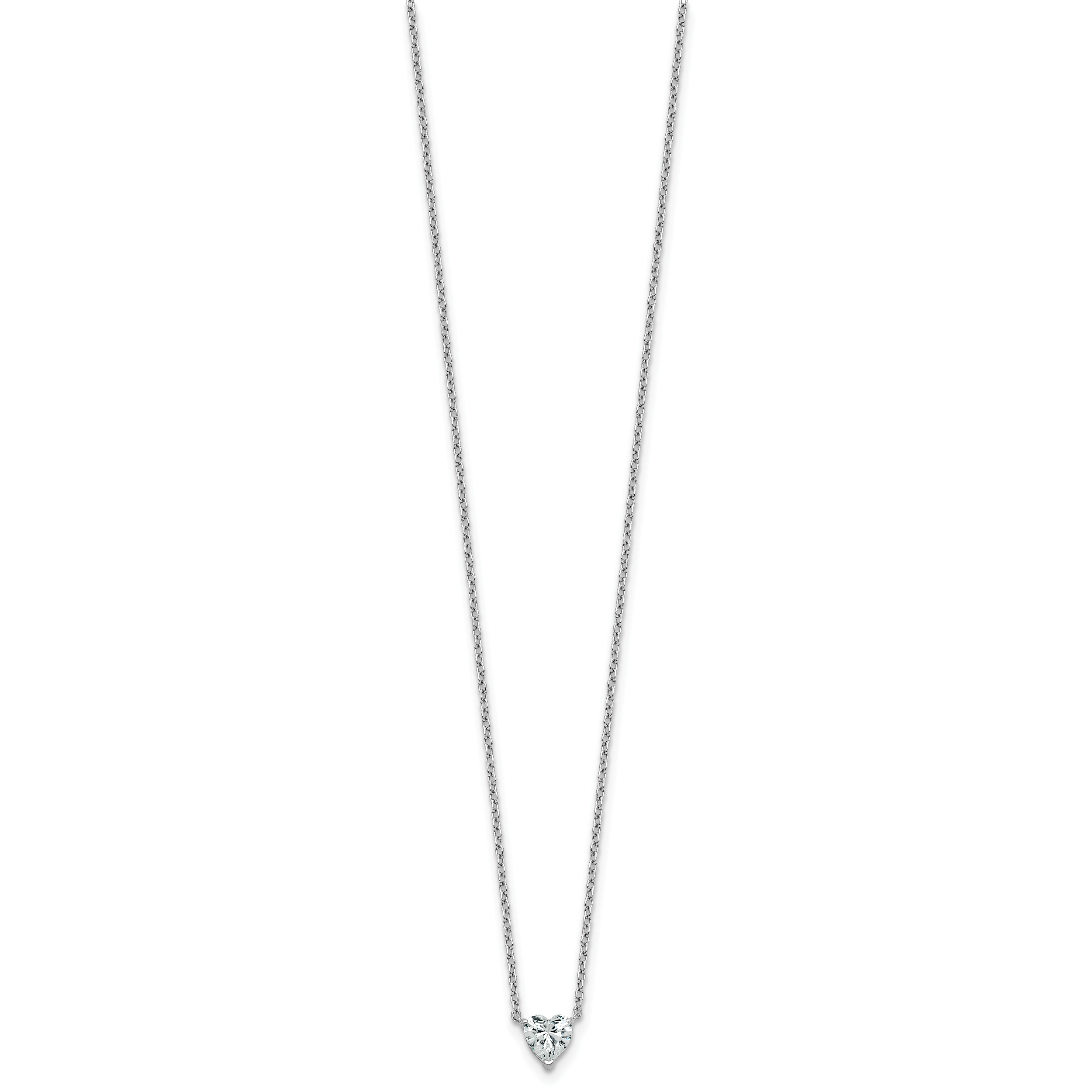 14k White Gold 1/2 carat Lab Grown Diamond VS+ F+ Heart Complete 18 inch Four Prong Pendant Necklace