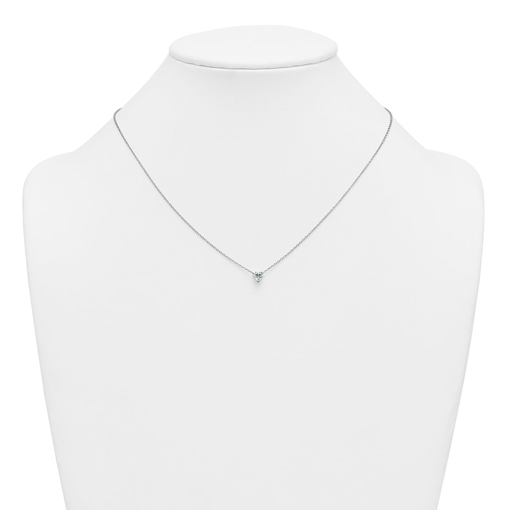 14k White Gold 1/2 carat Lab Grown Diamond VS+ F+ Heart Complete 18 inch Four Prong Pendant Necklace