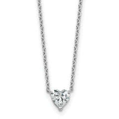 14k White Gold 1/2 carat Lab Grown Diamond VS+ F+ Heart Complete 18 inch Four Prong Pendant Necklace