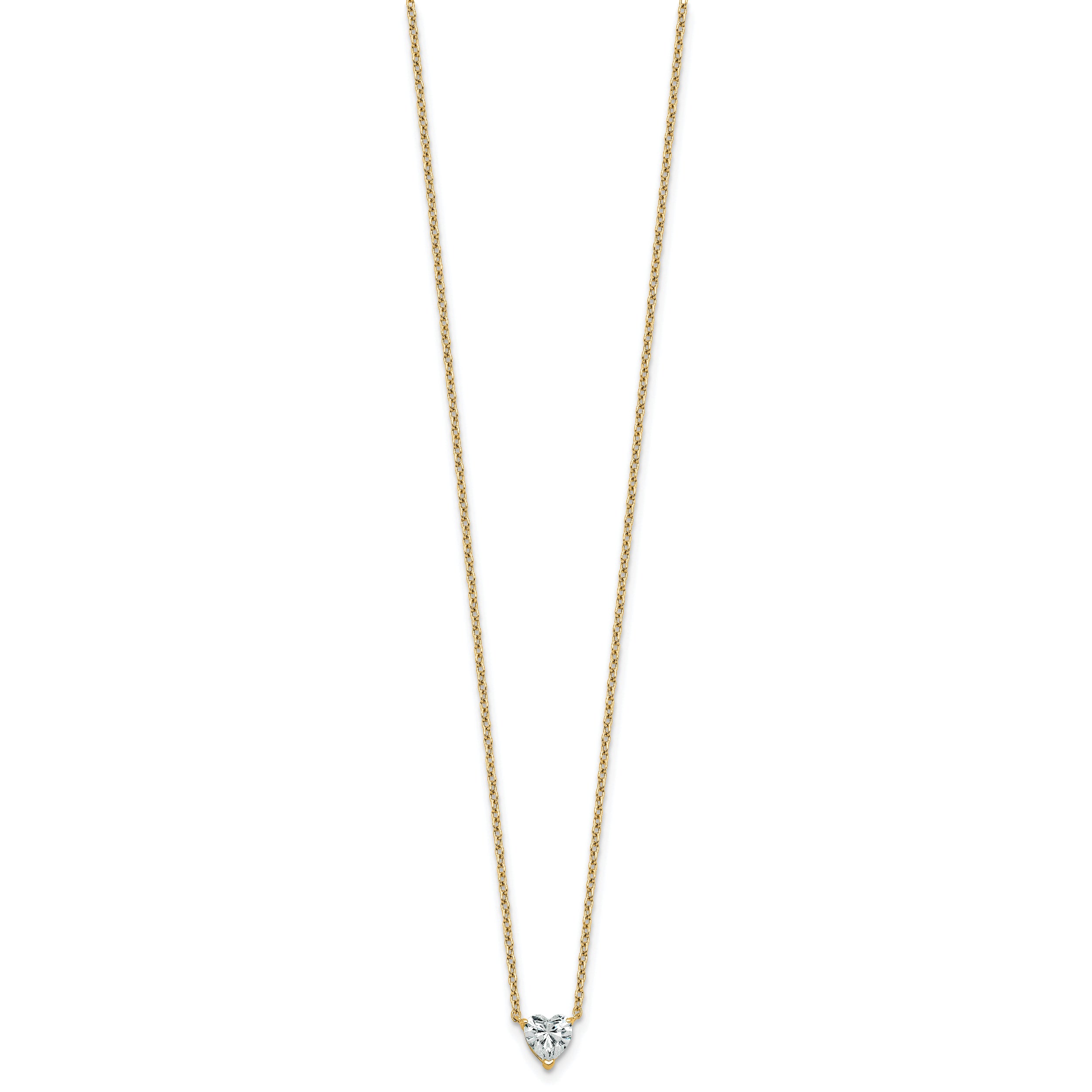 14k 1/2 carat Lab Grown Diamond VS+ F+ Heart Complete 18 inch Four Prong Pendant Necklace