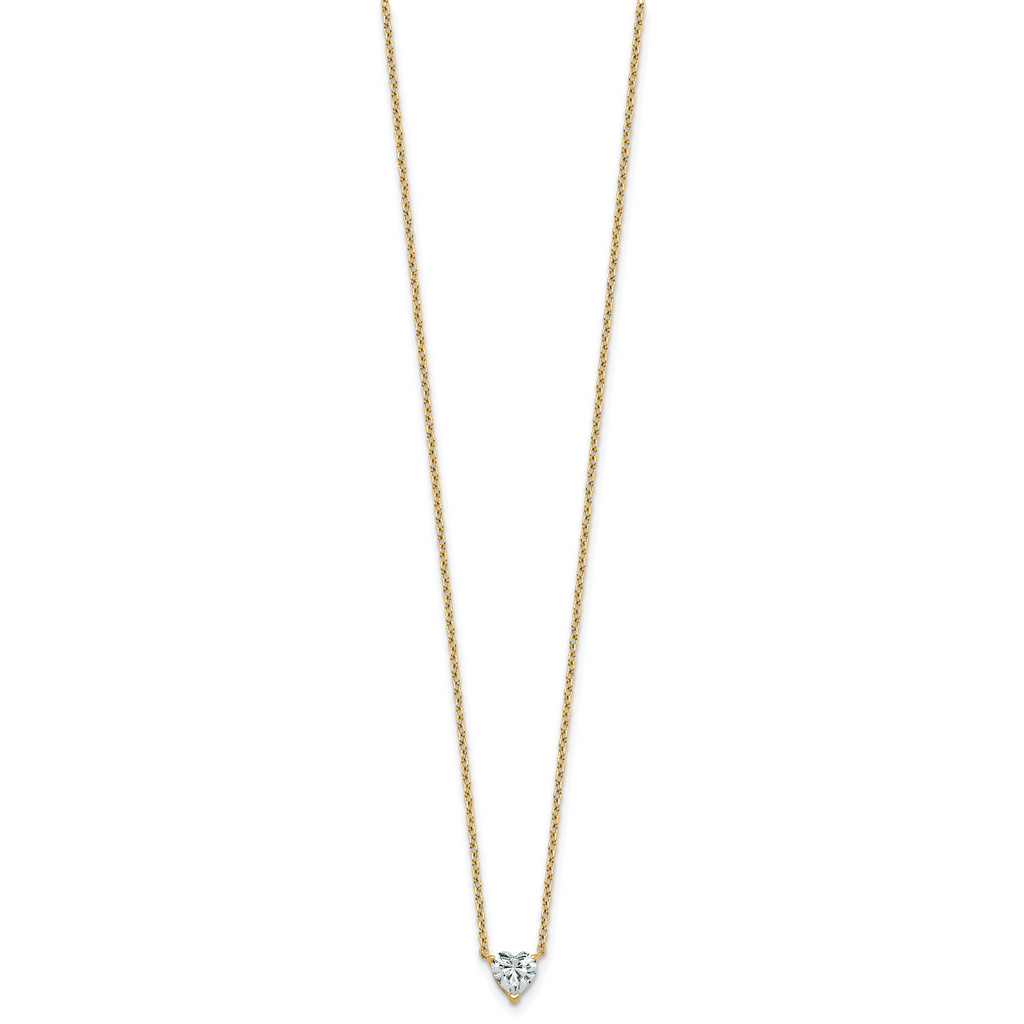 14k 1/2 carat Lab Grown Diamond VS+ F+ Heart Complete 18 inch Four Prong Pendant Necklace