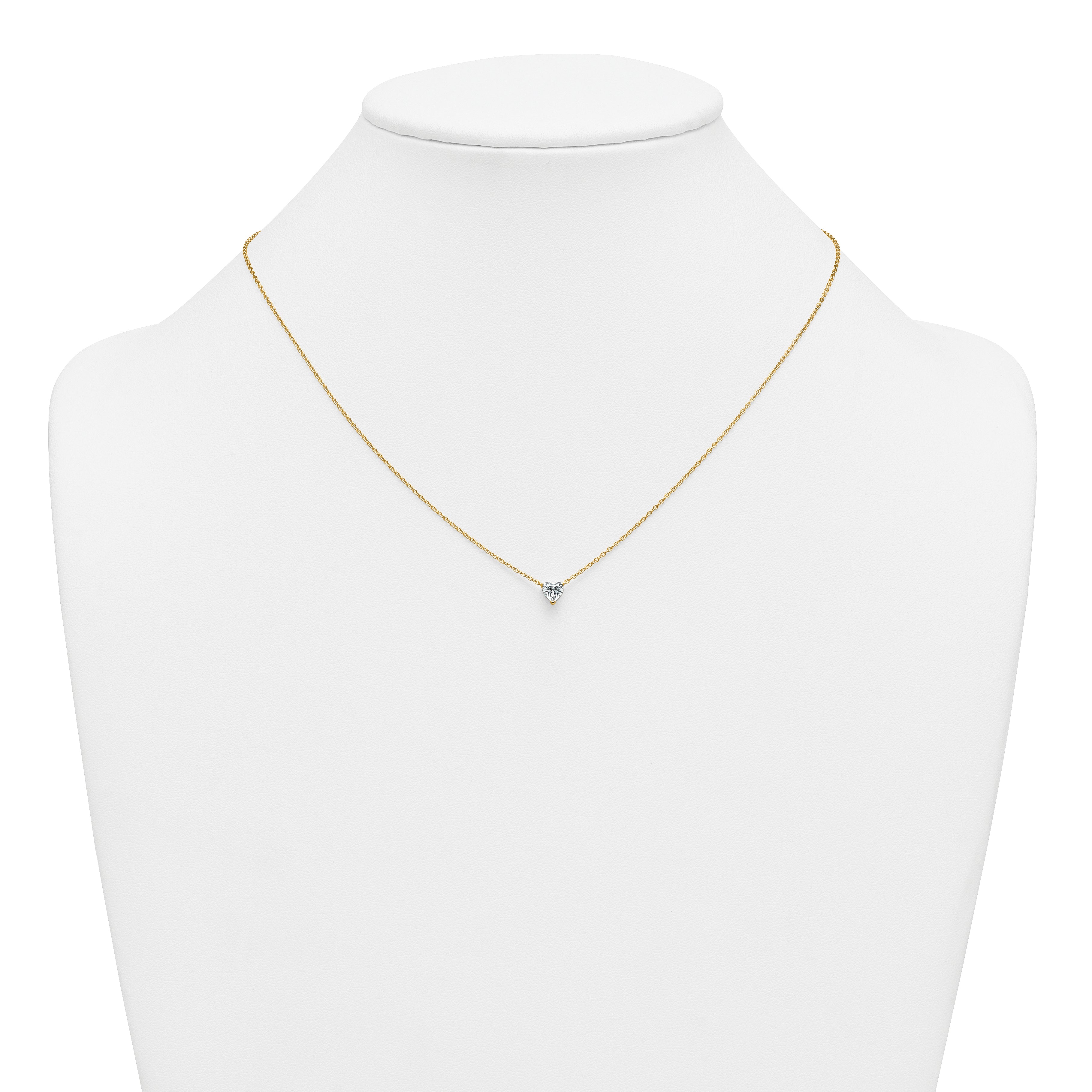 14k 1/2 carat Lab Grown Diamond VS+ F+ Heart Complete 18 inch Four Prong Pendant Necklace