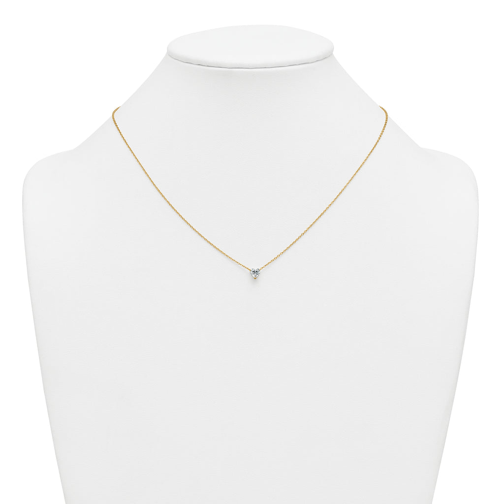 14k 1/2 carat Lab Grown Diamond VS+ F+ Heart Complete 18 inch Four Prong Pendant Necklace