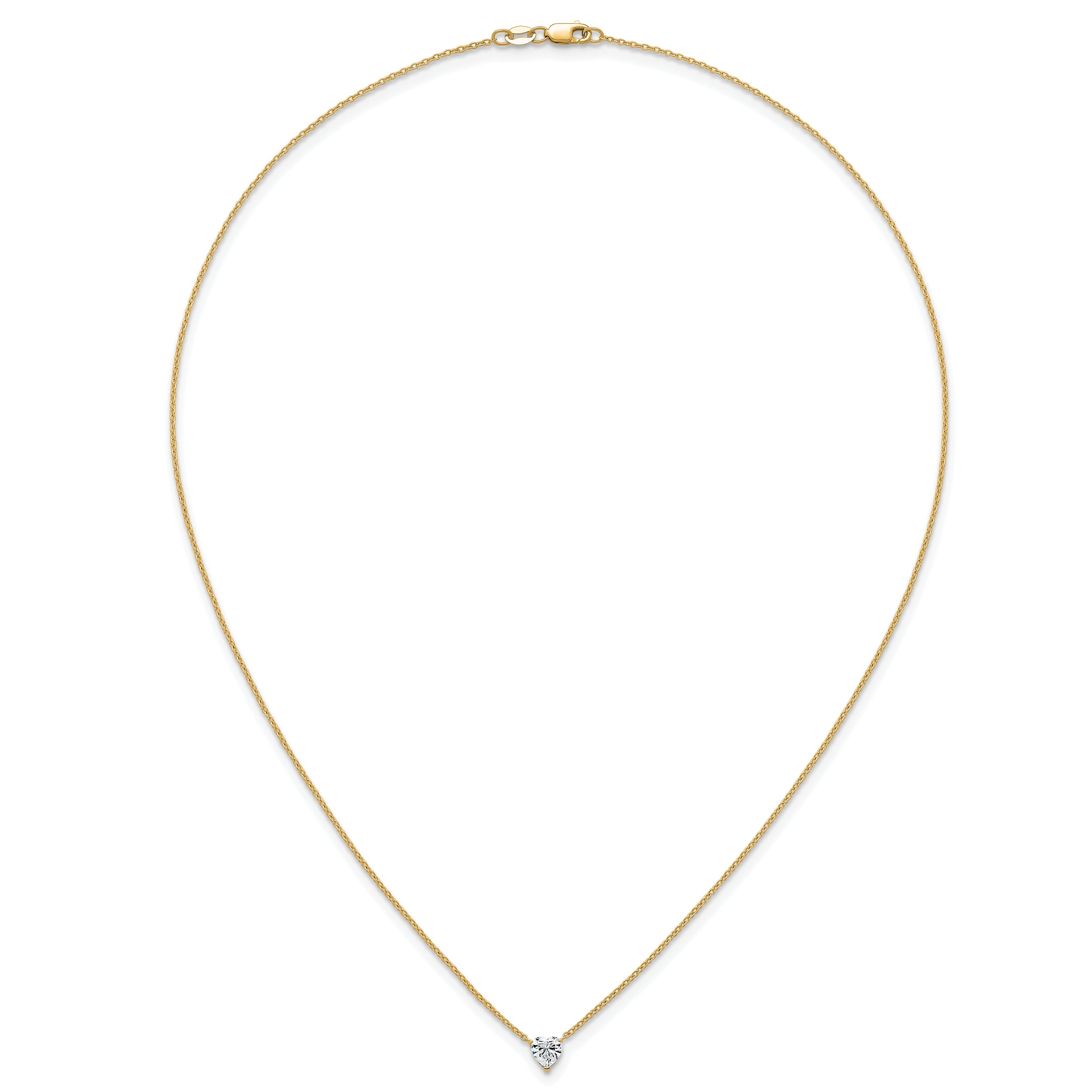 14k 1/2 carat Lab Grown Diamond VS+ F+ Heart Complete 18 inch Four Prong Pendant Necklace
