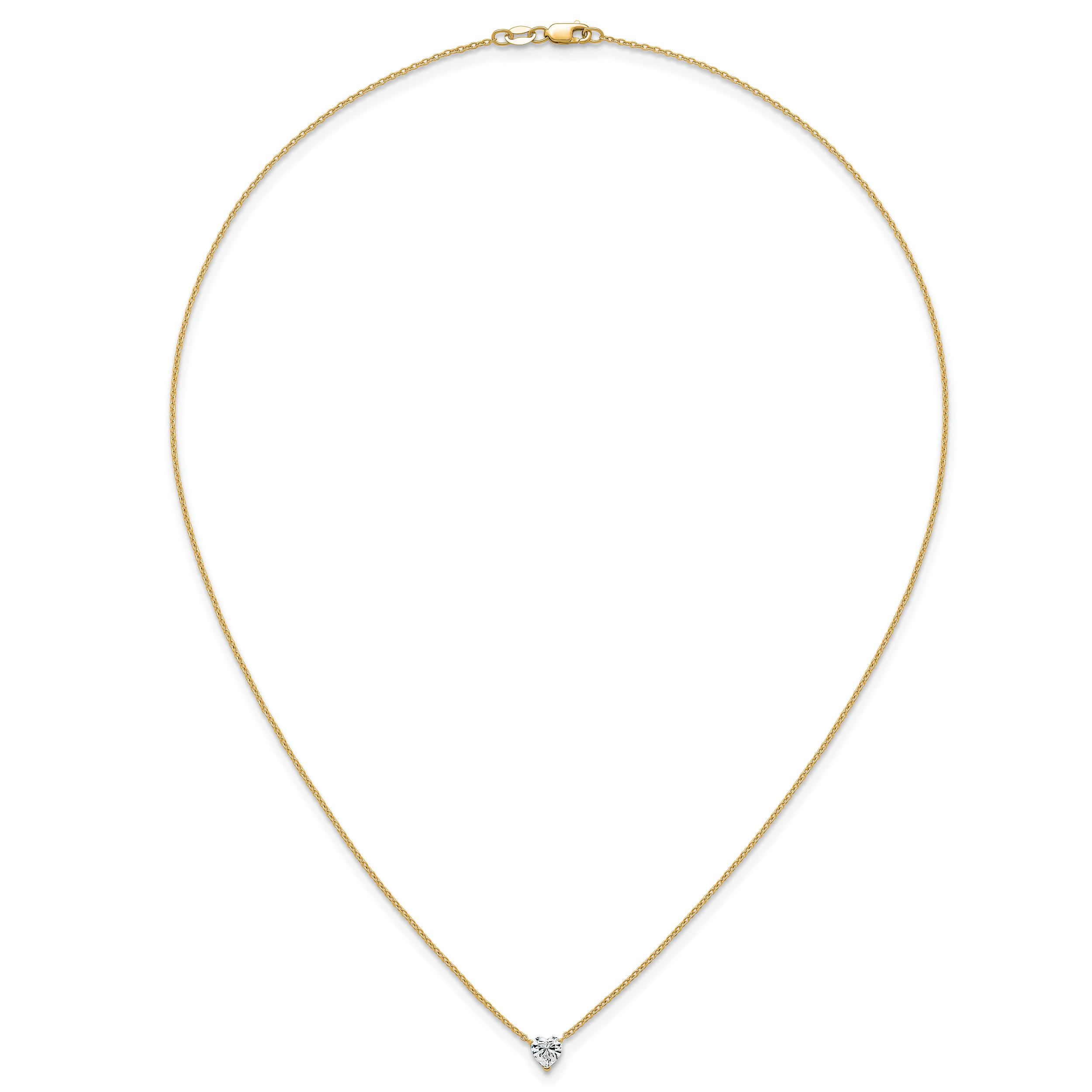 14k 1/2 carat Lab Grown Diamond VS+ F+ Heart Complete 18 inch Four Prong Pendant Necklace