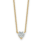 14k 1/2 carat Lab Grown Diamond VS+ F+ Heart Complete 18 inch Four Prong Pendant Necklace