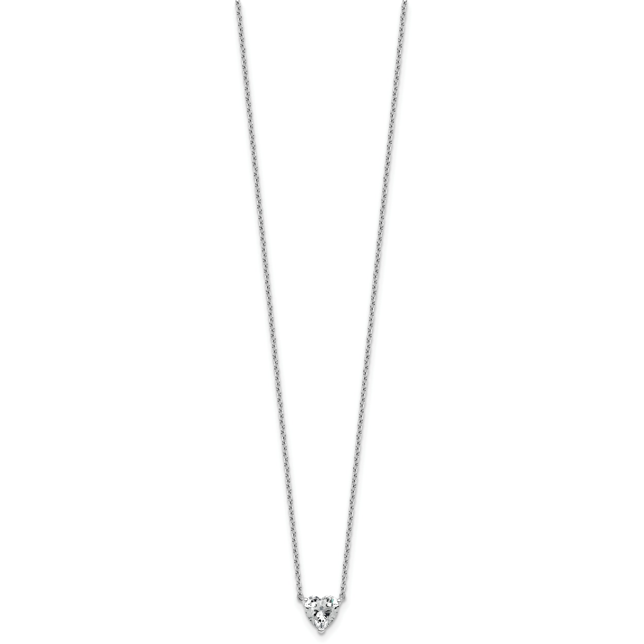 14k White Gold 3/4 carat Lab Grown Diamond VS+ F+ Heart Complete 18 inch Four Prong Pendant Necklace