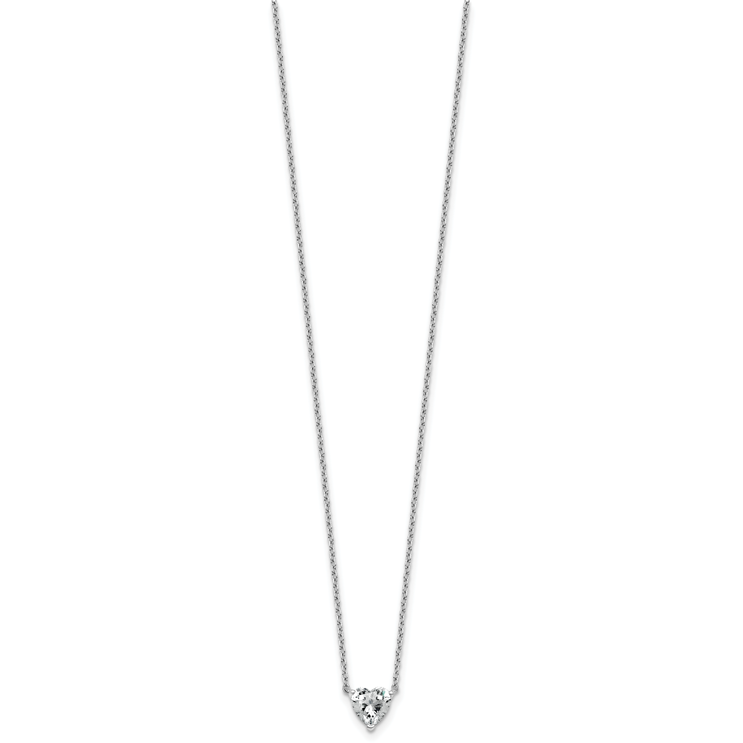14k White Gold 3/4 carat Lab Grown Diamond VS+ F+ Heart Complete 18 inch Four Prong Pendant Necklace Secondary image
