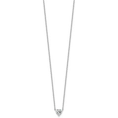 14k White Gold 3/4 carat Lab Grown Diamond VS+ F+ Heart Complete 18 inch Four Prong Pendant Necklace